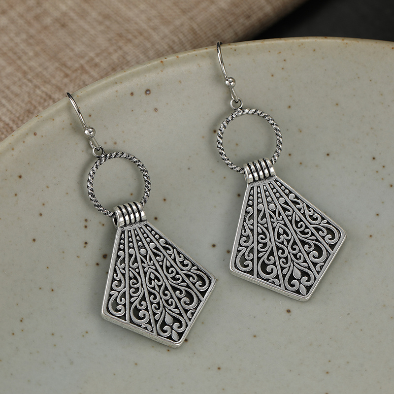 Women's Vintage Hollow Pattern Carved Ear Hook Earrings
